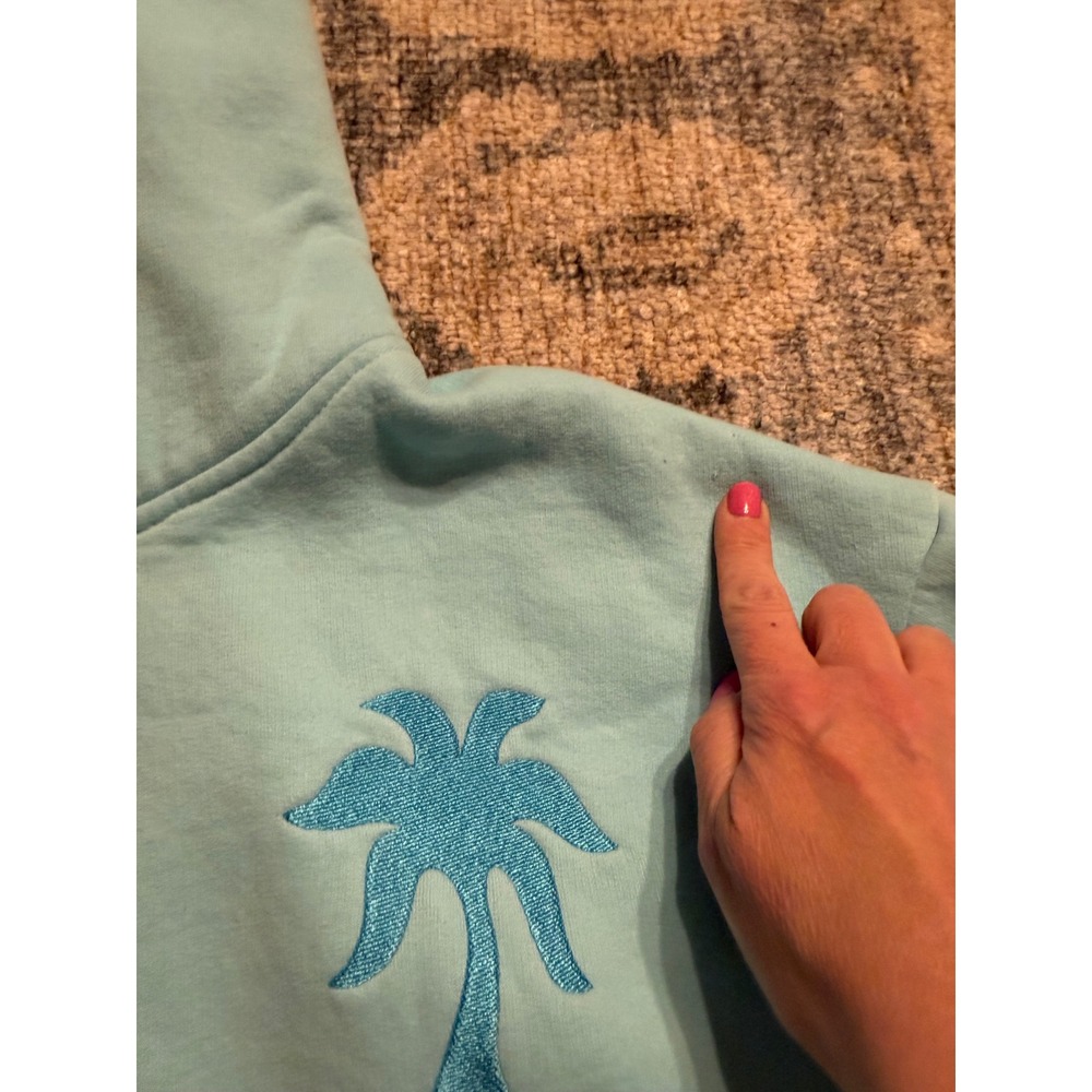 Pink Palm Puff "Everything Comes in Waves" Hoodie in Blue Size Large - Picture 8 of 8